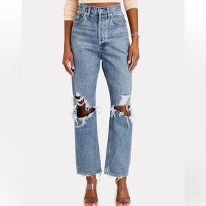 Agolde Jeans Crop Blue 90s Distressed Straight-Leg High-rise  Denim Size 25